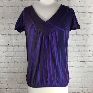 Jump Purple Animal Print Short Sleeve V-neck Top - Size Medium